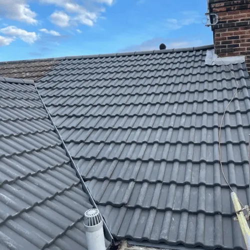 Professional chimney repointing work from scaffolding