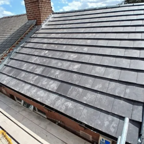 Close-up of roof valleys, ridges and flashing detail